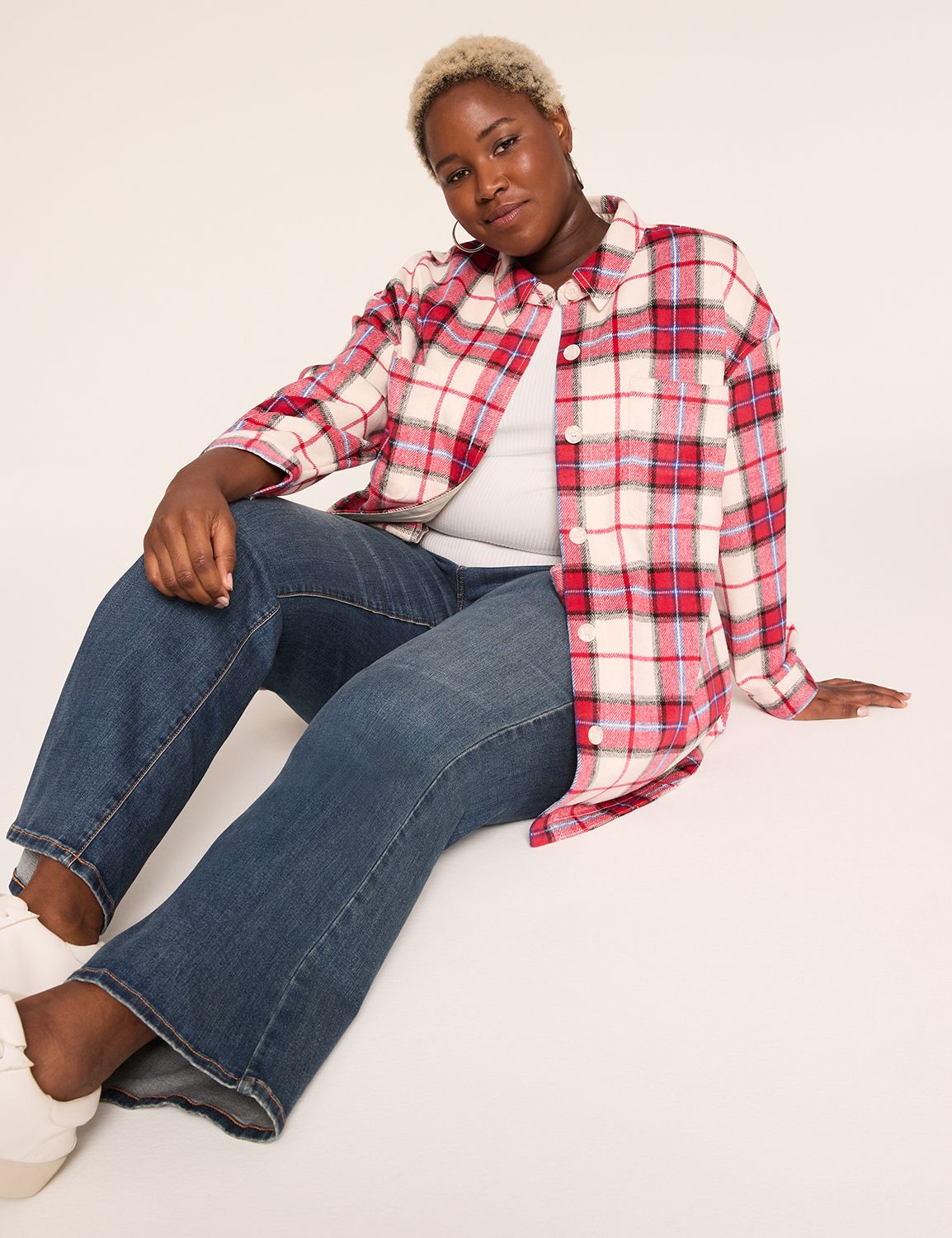 Classic Long Sleeve Button Front Pl Product Image 3