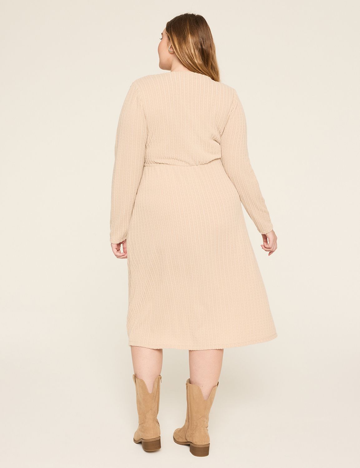Faux-Wrap Cable Knit Dress