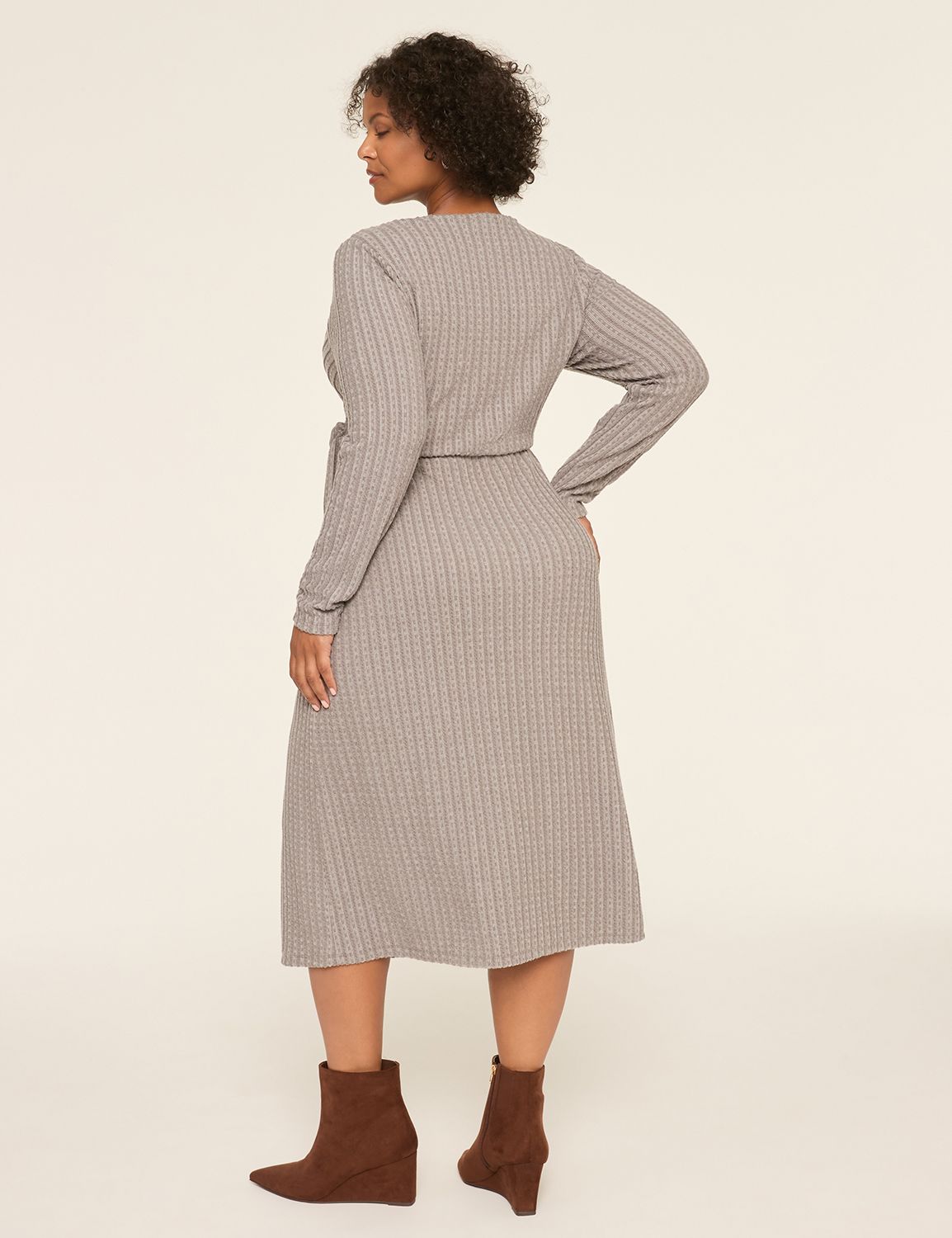 Faux-Wrap Cable Knit Dress