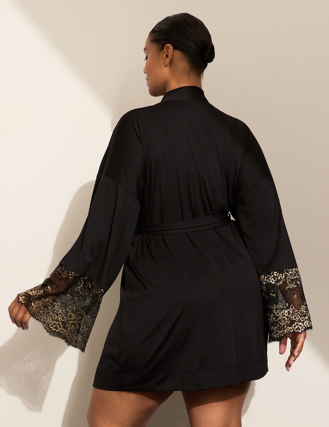 Shimmery Lace-Trim Robe