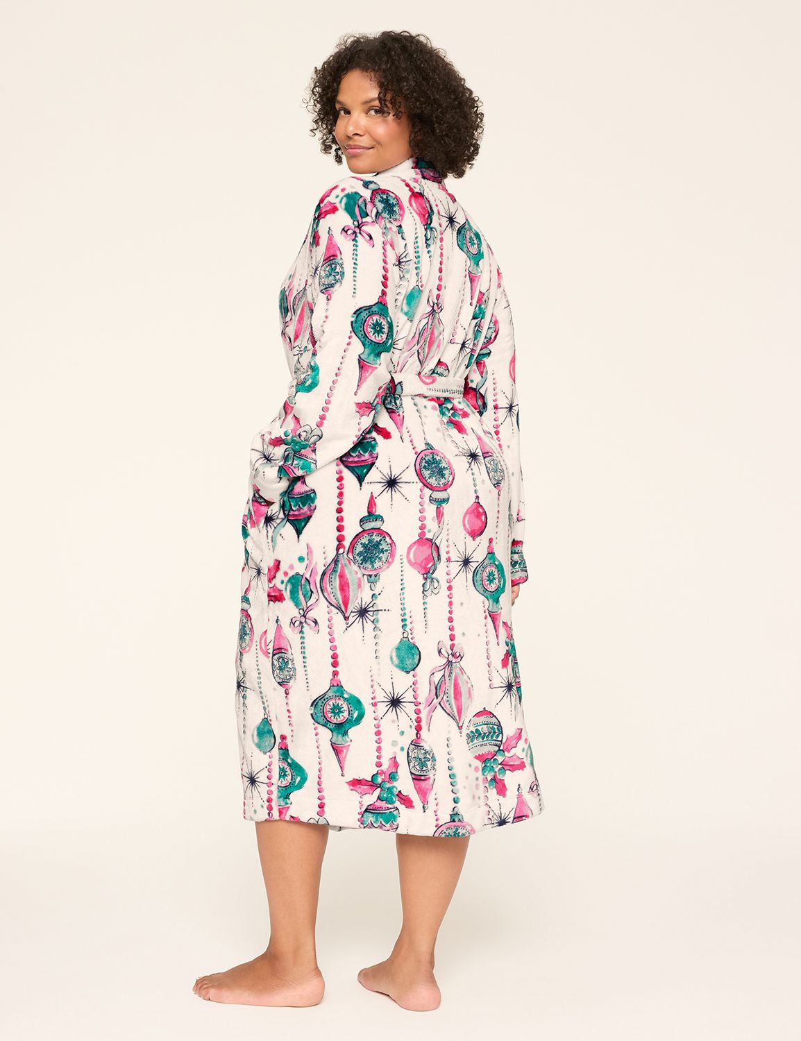 Printed Fleece Midi Robe