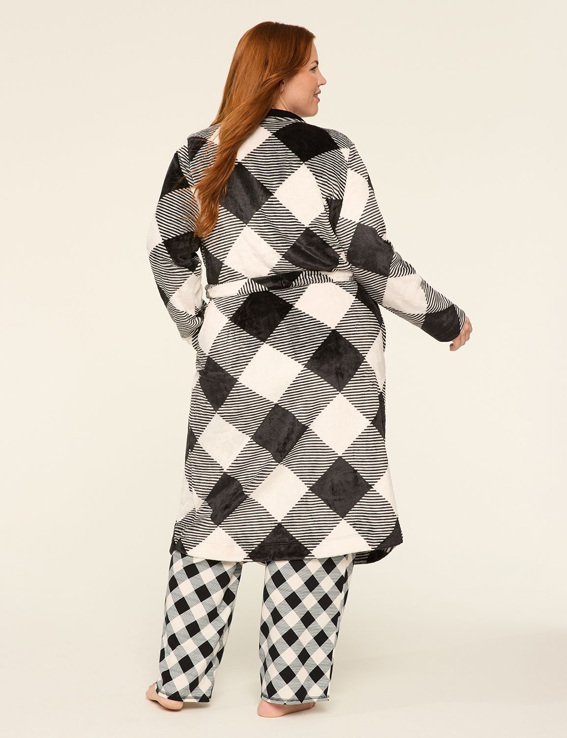 Printed Fleece Midi Robe