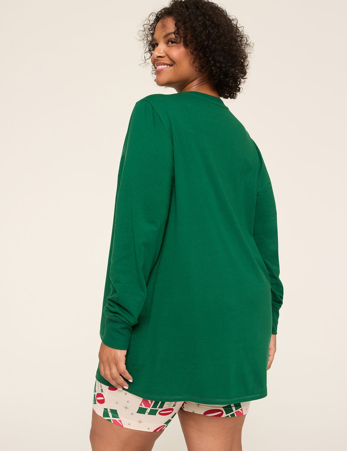 Comfy Cotton Long-Sleeve Tunic & Bike Short PJ Set