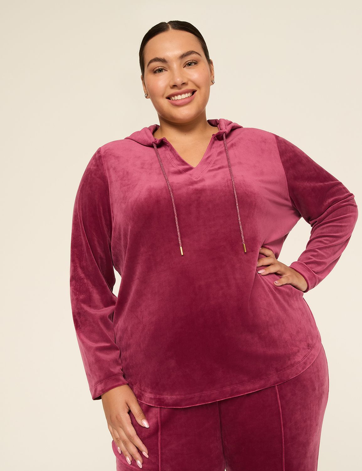 LIVI V-Neck Velour Hoodie