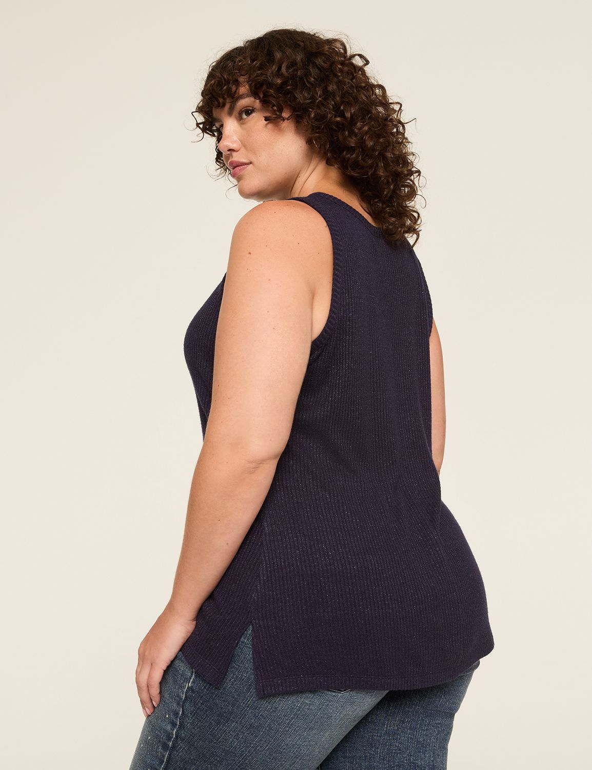 Sparkle Rib High-Neck Tank