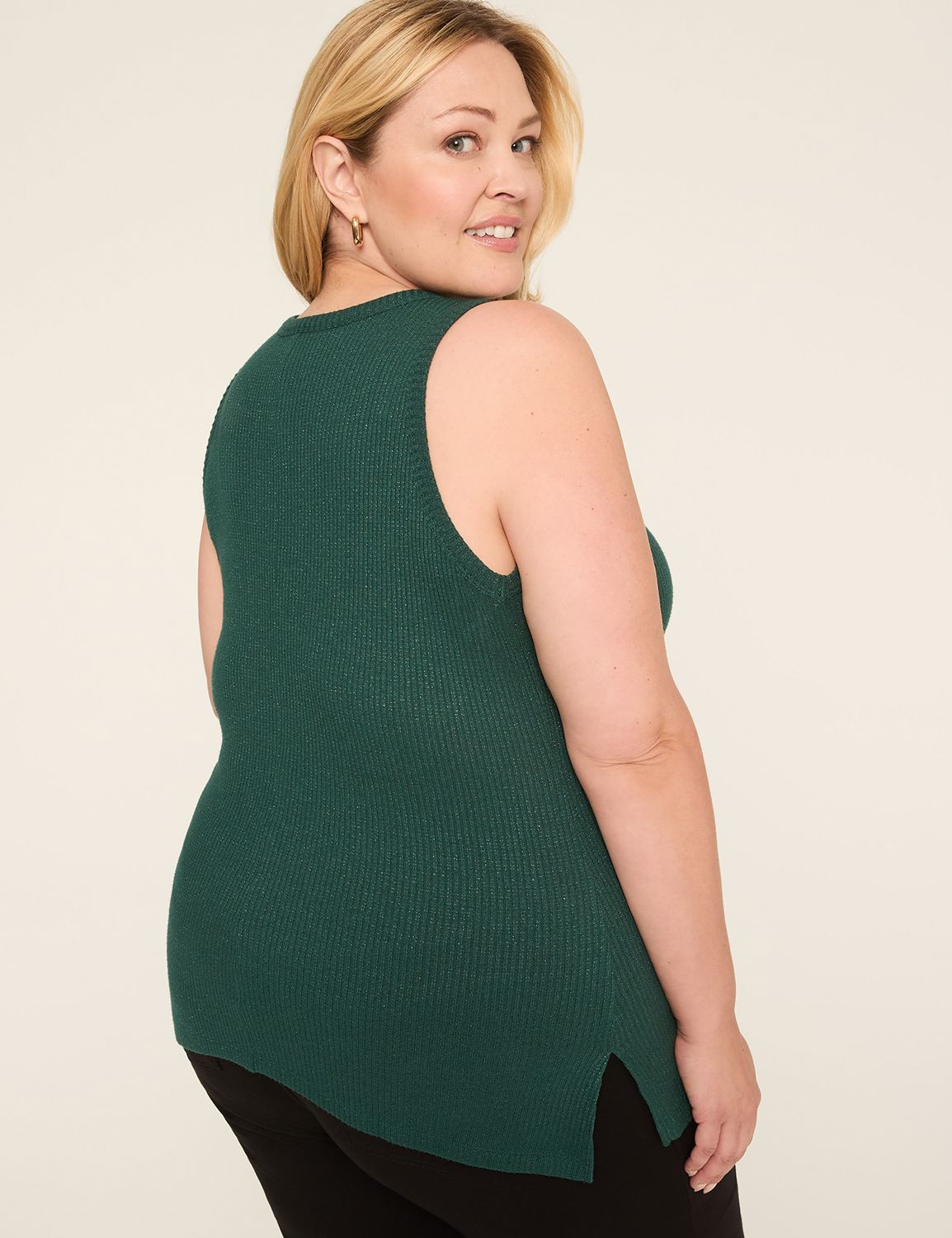 Sparkle Rib High-Neck Tank