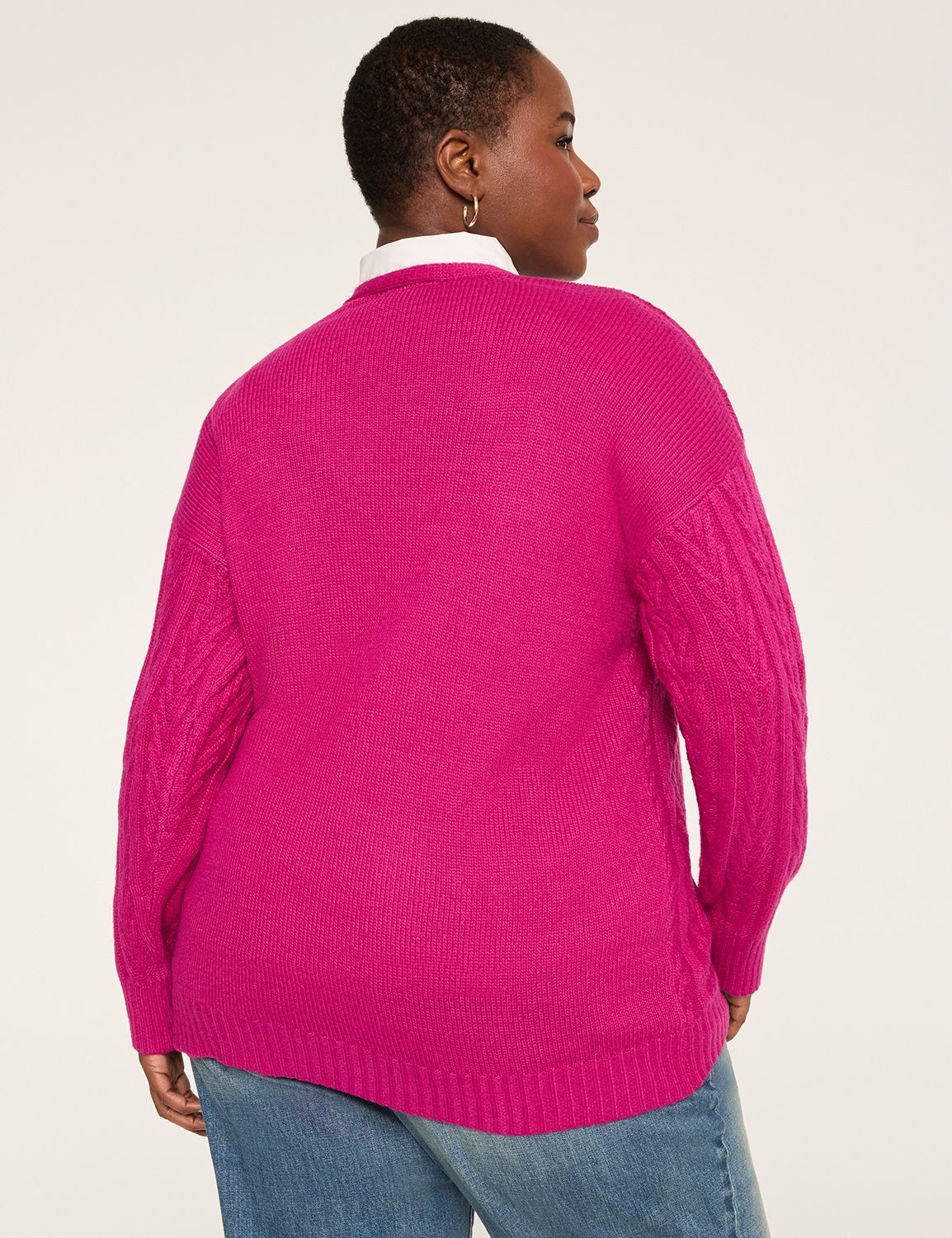 V-Neck Cable Knit Pullover Sweater