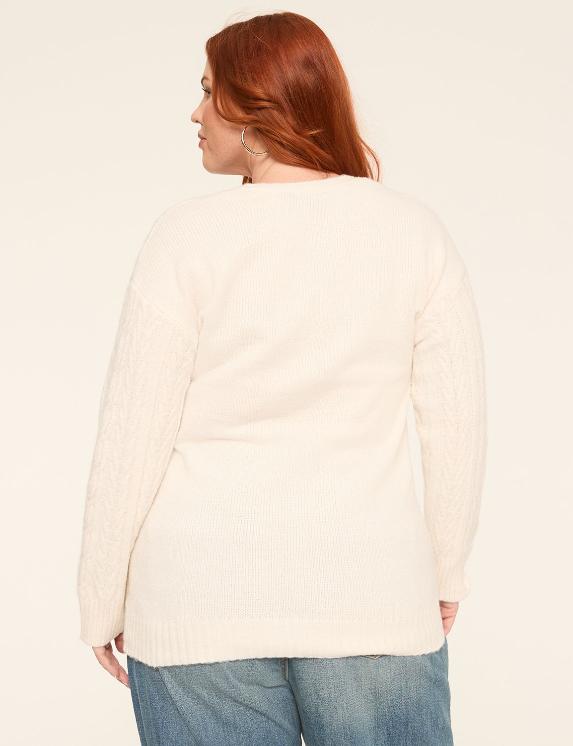 V-Neck Cable Knit Pullover Sweater