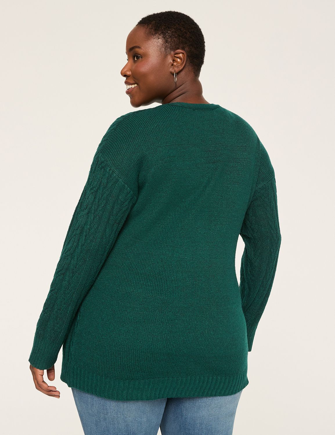 V-Neck Cable Knit Pullover Sweater