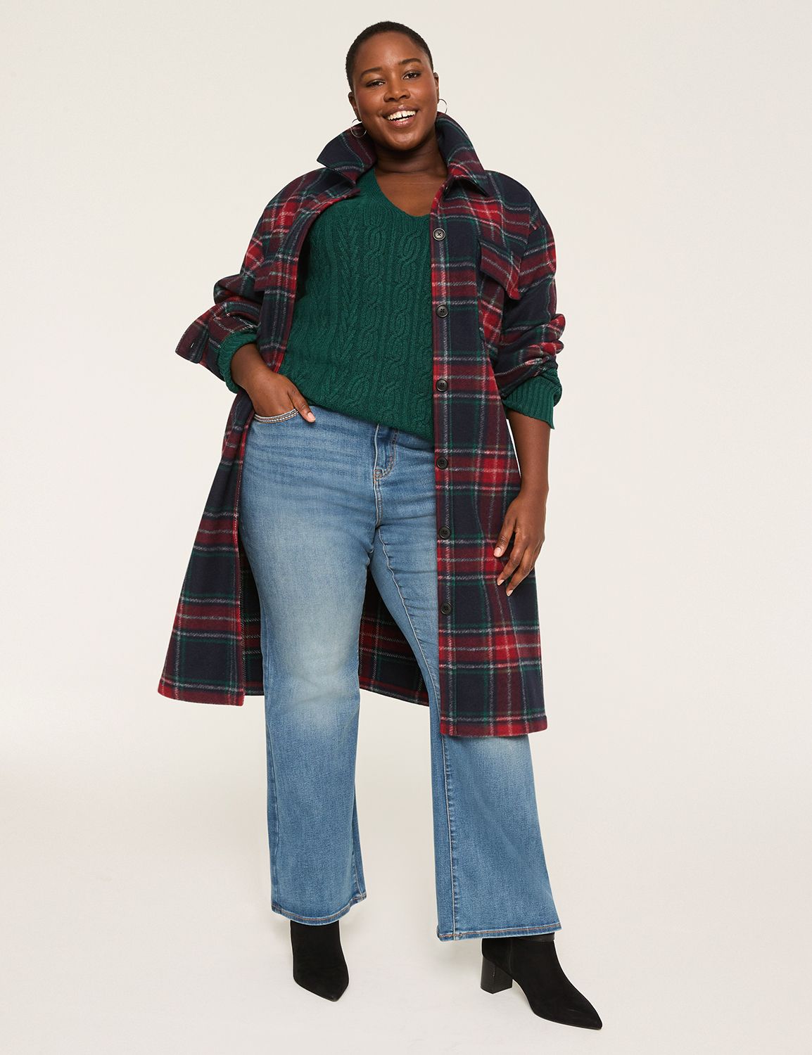 Classic Long Sleeve V-Neck Cable Pu Product Image 3