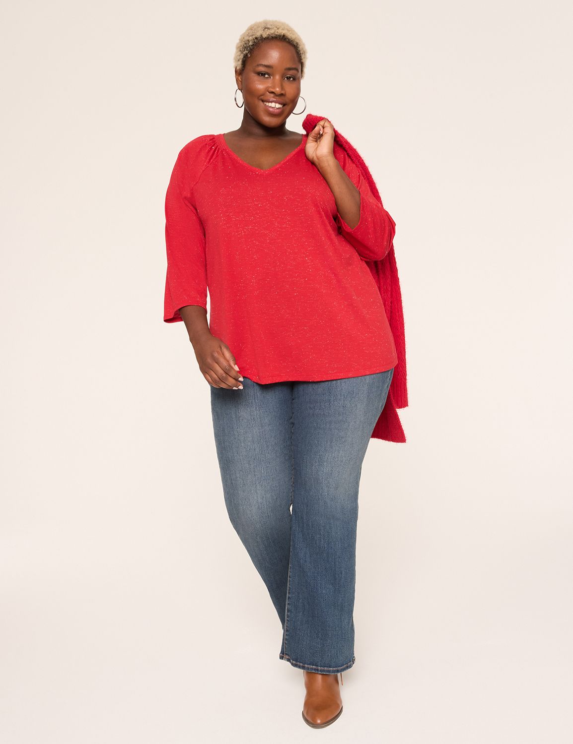 Long Sleeve Raglan Smocked Shoulder Product Image 3