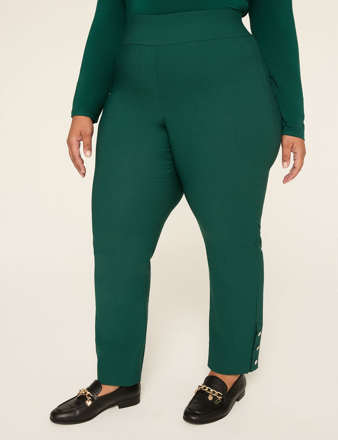 4-Season Button-Detail Slim Ankle Pant