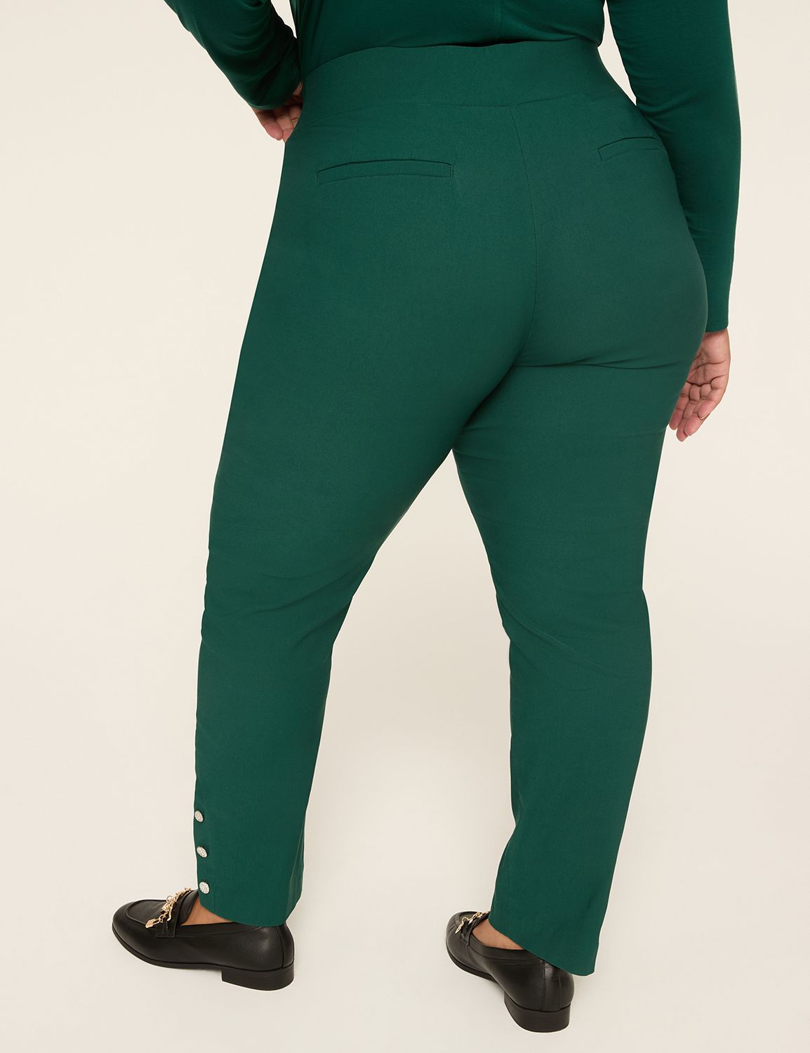 4-Season Button-Detail Slim Ankle Pant