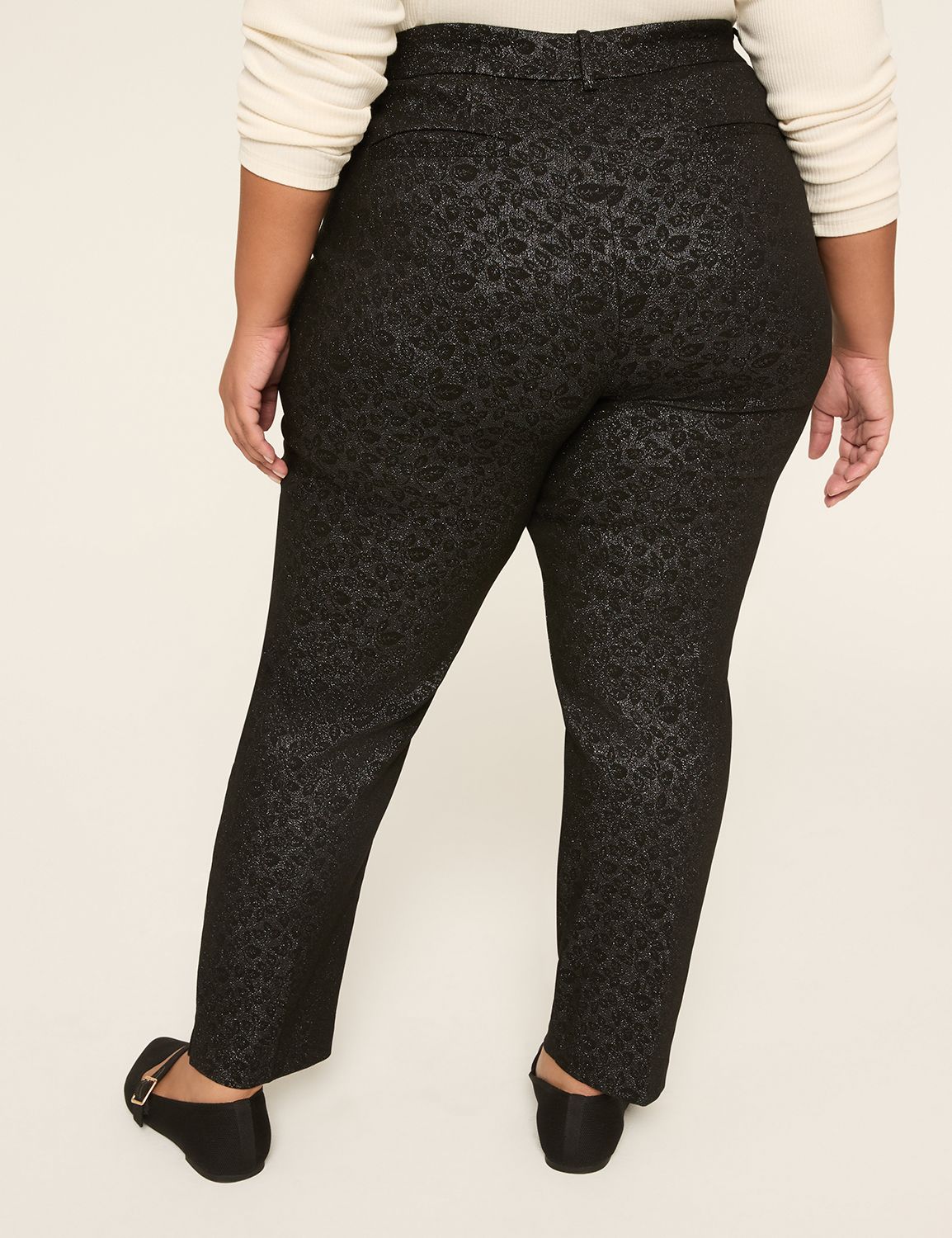4-Season Lurex Print Slim Ankle Pant