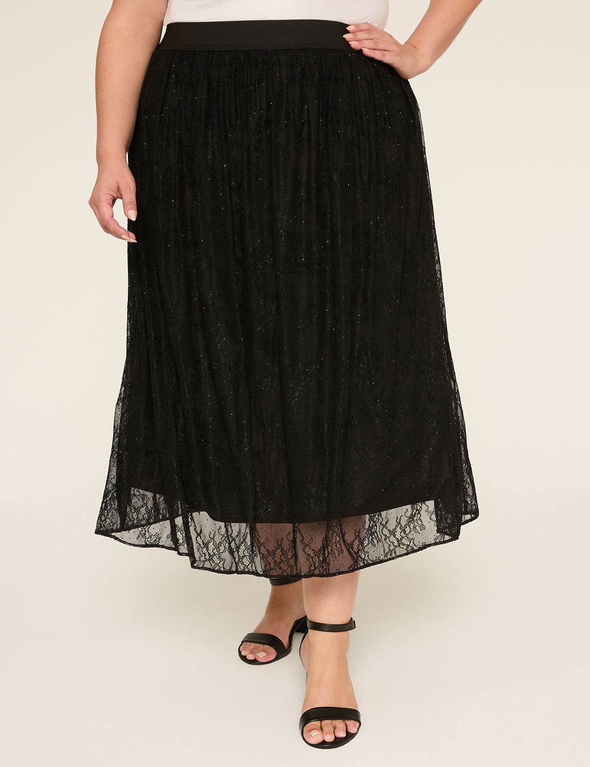 SHIRRED LACE MAXI SKIRT 1148020 Product Image 1