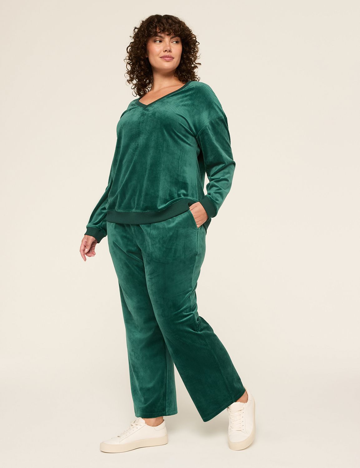 LIVI Mid Rise Rib Velour Straight L Product Image 3