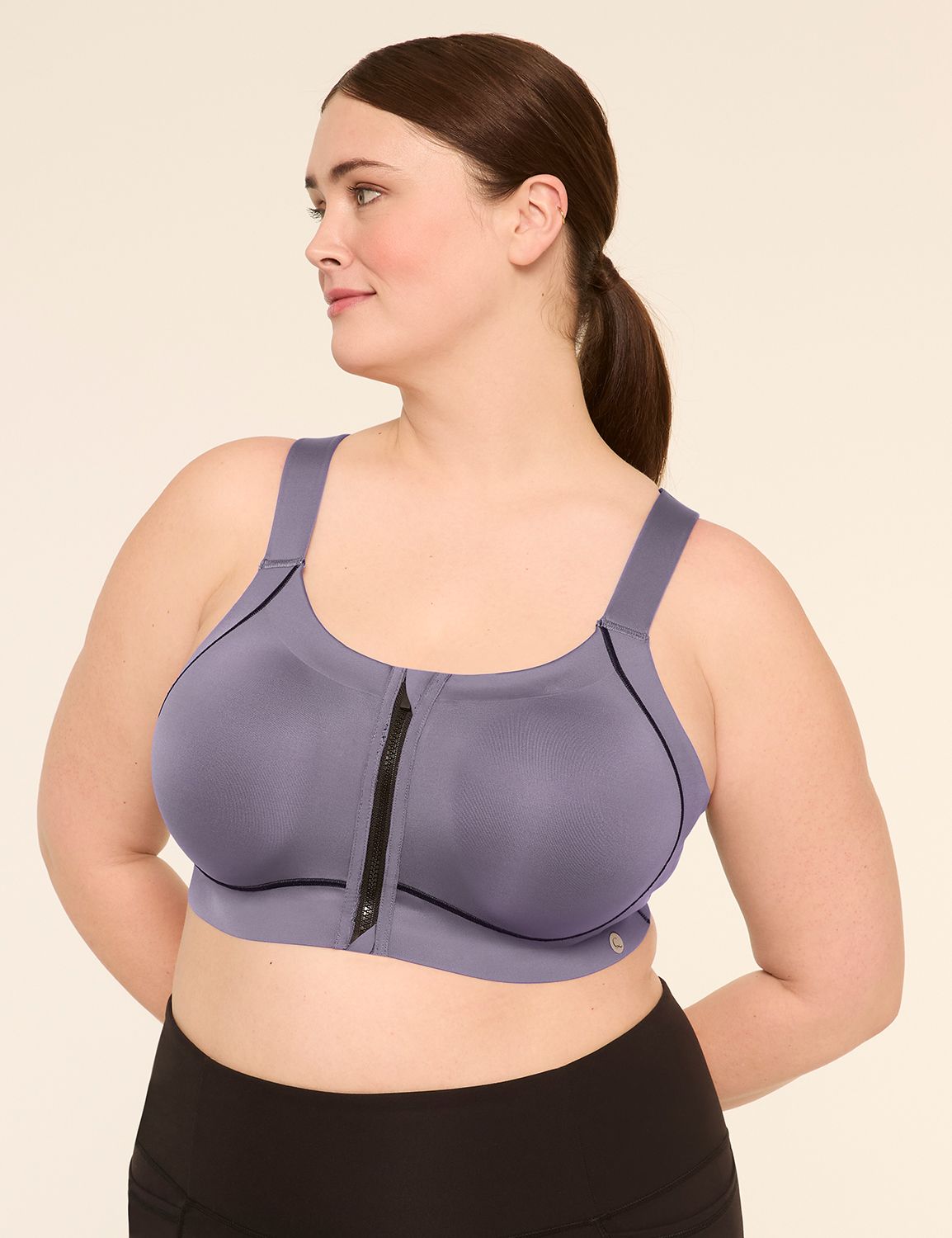 Cacique Max Support High-Impact Zip-Front Underwire Sports Bra
