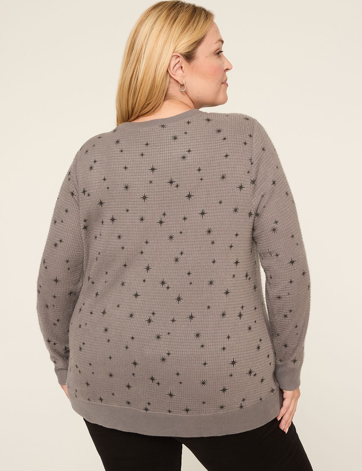 Crew-Neck Waffle Knit Top