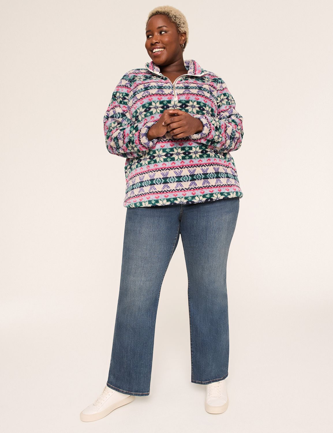 Long Sleeve 1/2 Zip Sherpa Mock Nec Product Image 3