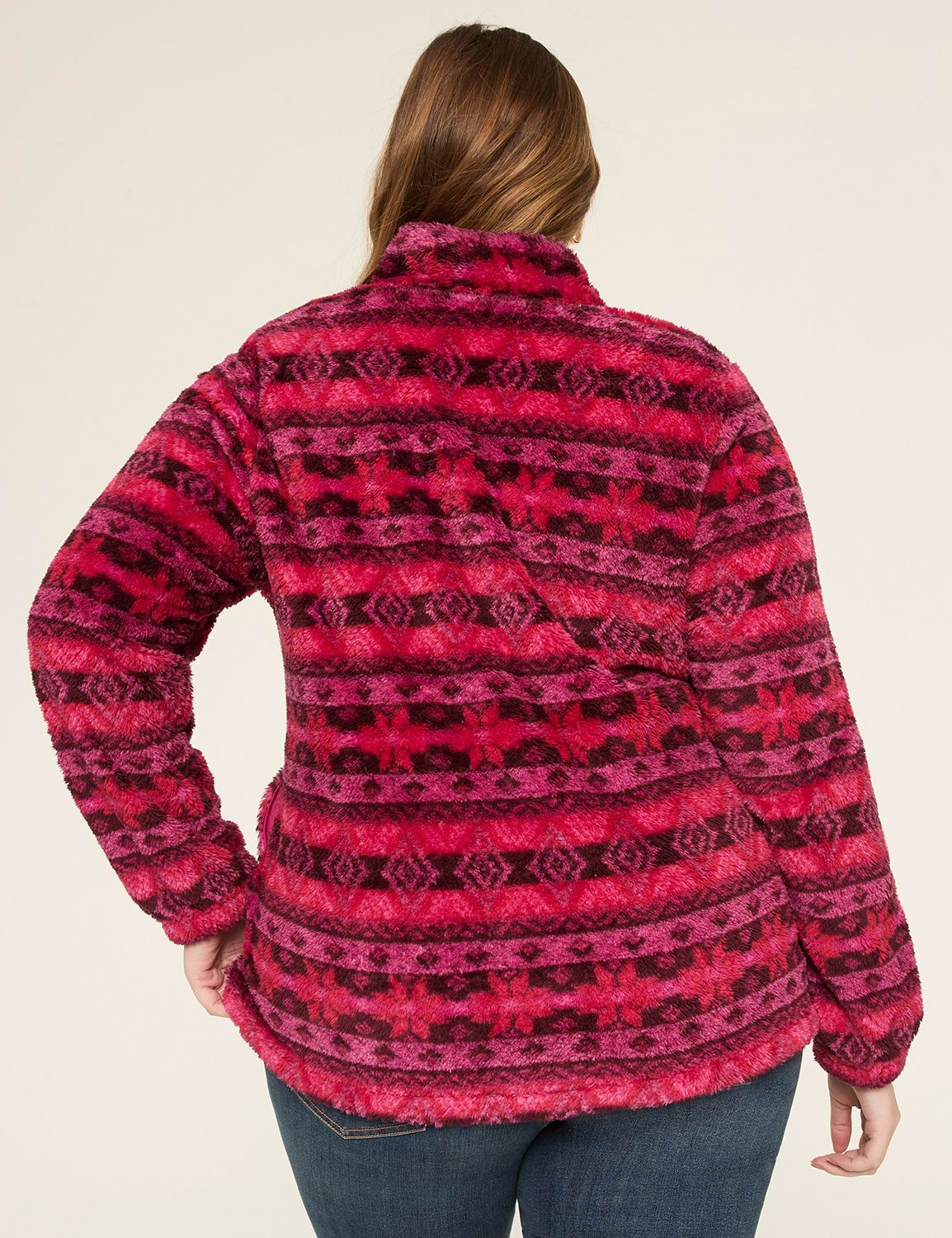 Half-Zip Sherpa Mock-Neck Top