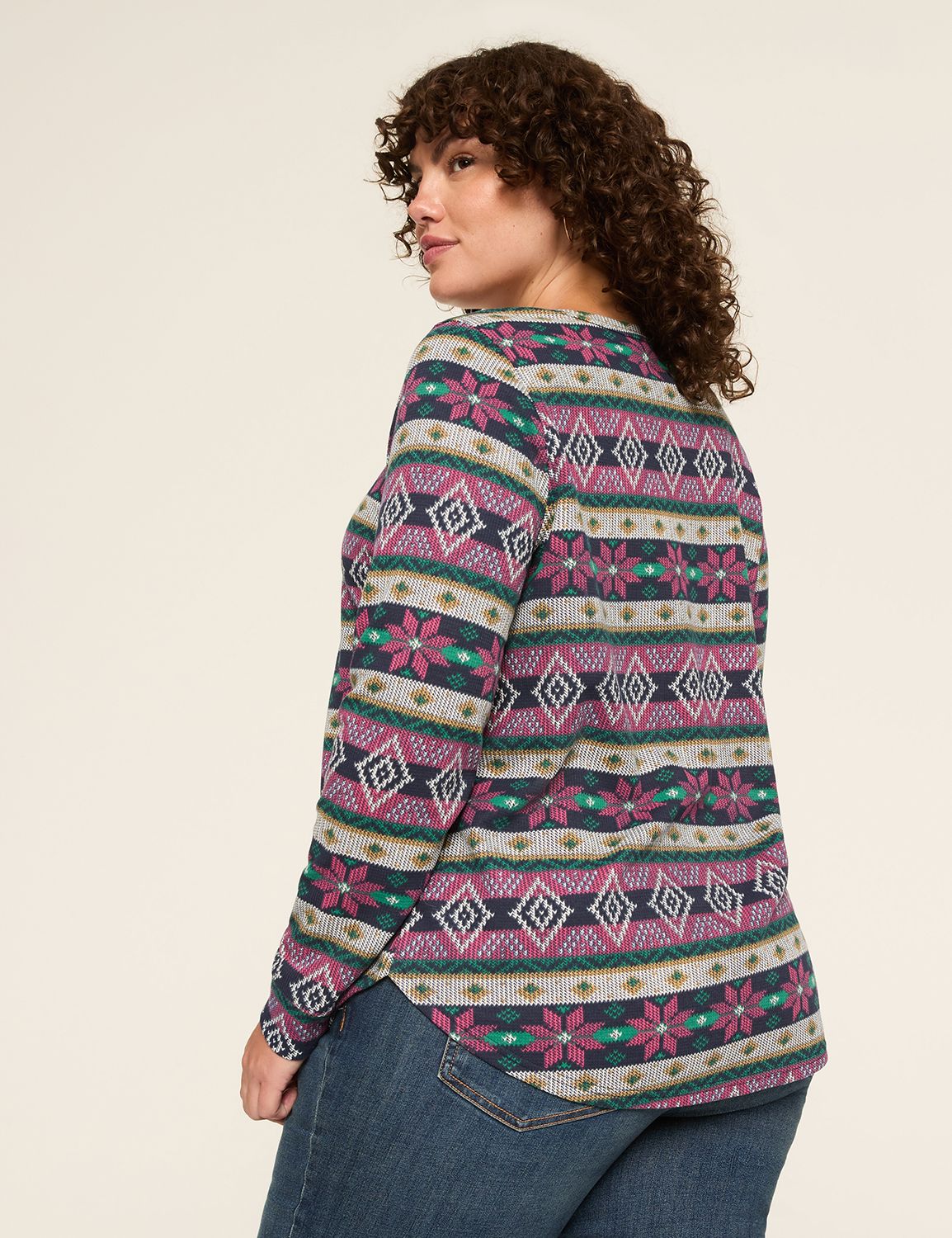 Waffle Knit Curved-Hem Tunic