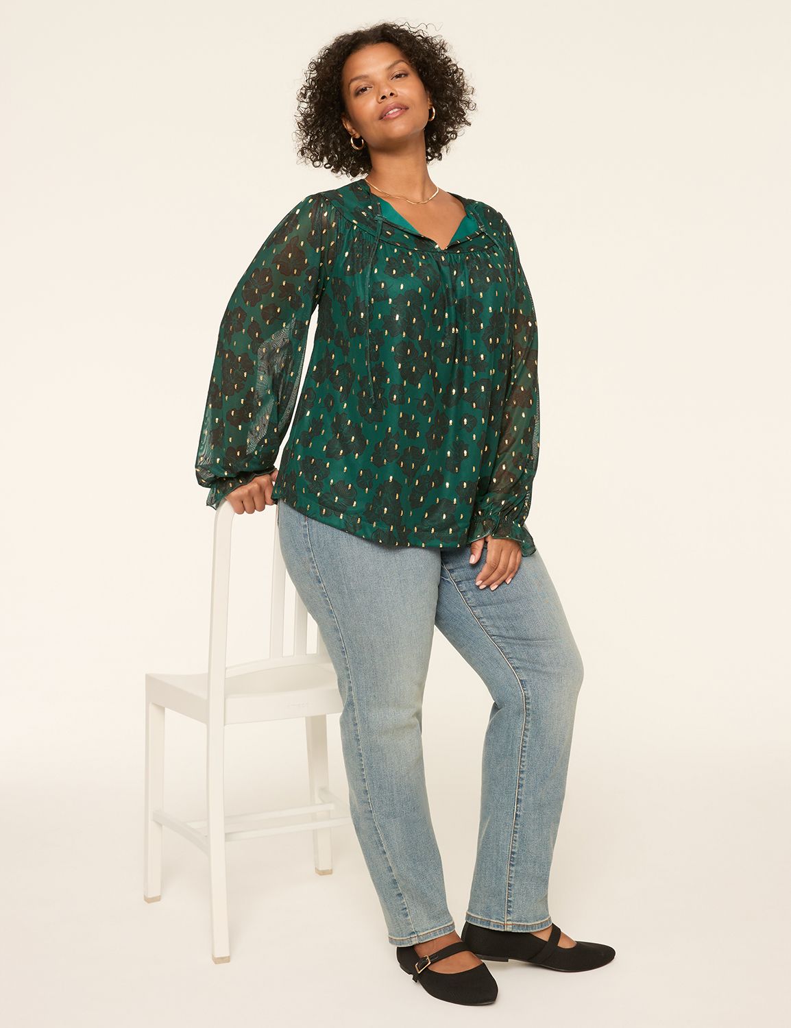 Long Sleeve Zen Neck Swing Top F 11 | LaneBryant