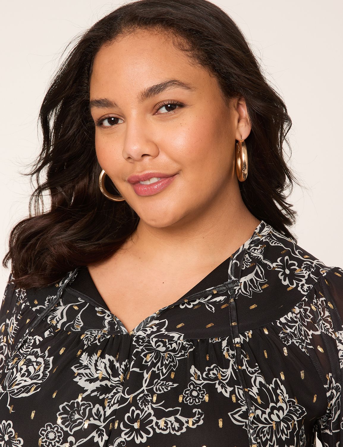 Long Sleeve Zen Neck Swing Top F 11 | LaneBryant
