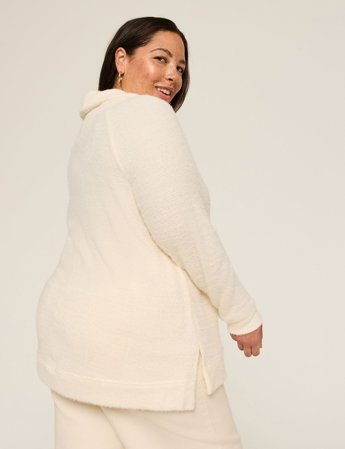 Cowl-Neck Textured Pullover