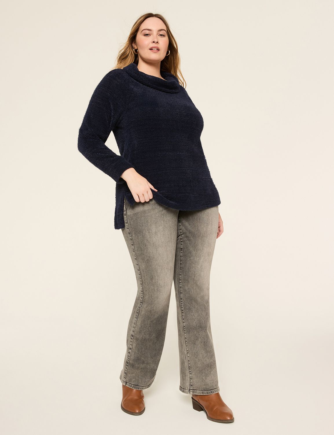 Long Sleeve Cowl Neck Textured Pull Product Image 3