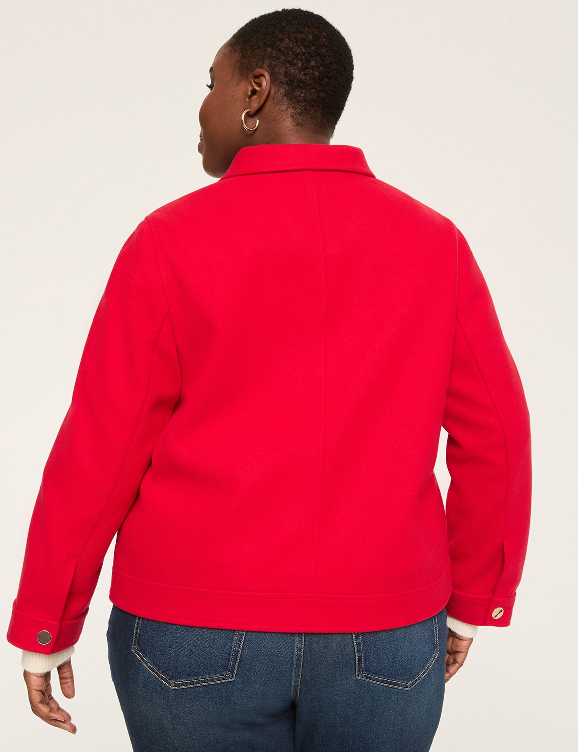 Snap-Button Collared Short Jacket