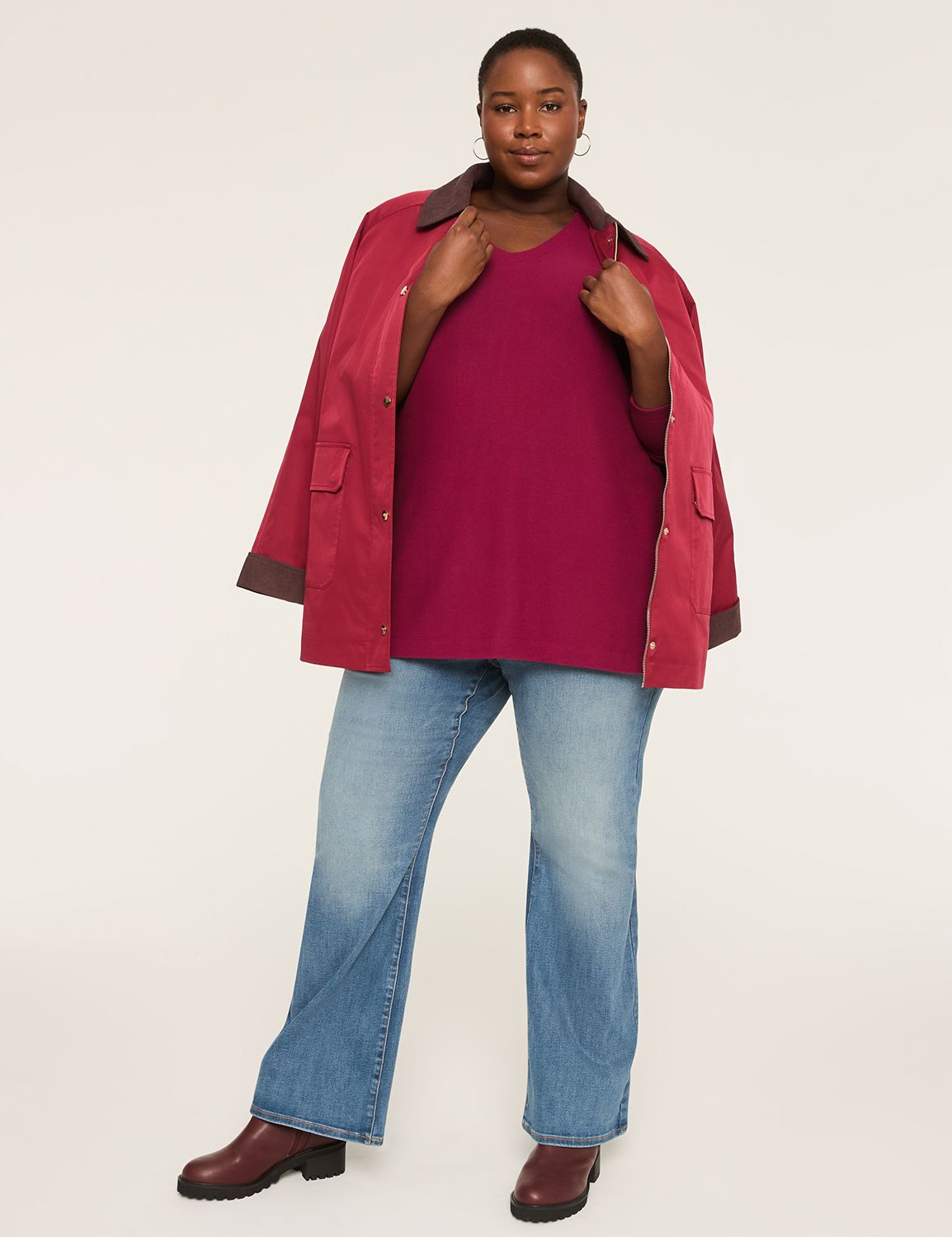 Long Sleeve V-Neck Cozy Tunic Tee F Product Image 3