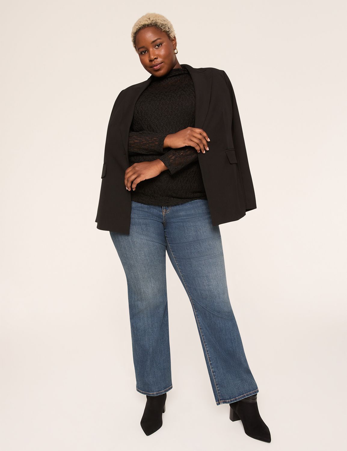 Long Sleeve Mock Neck Lace Top F 11 Product Image 3