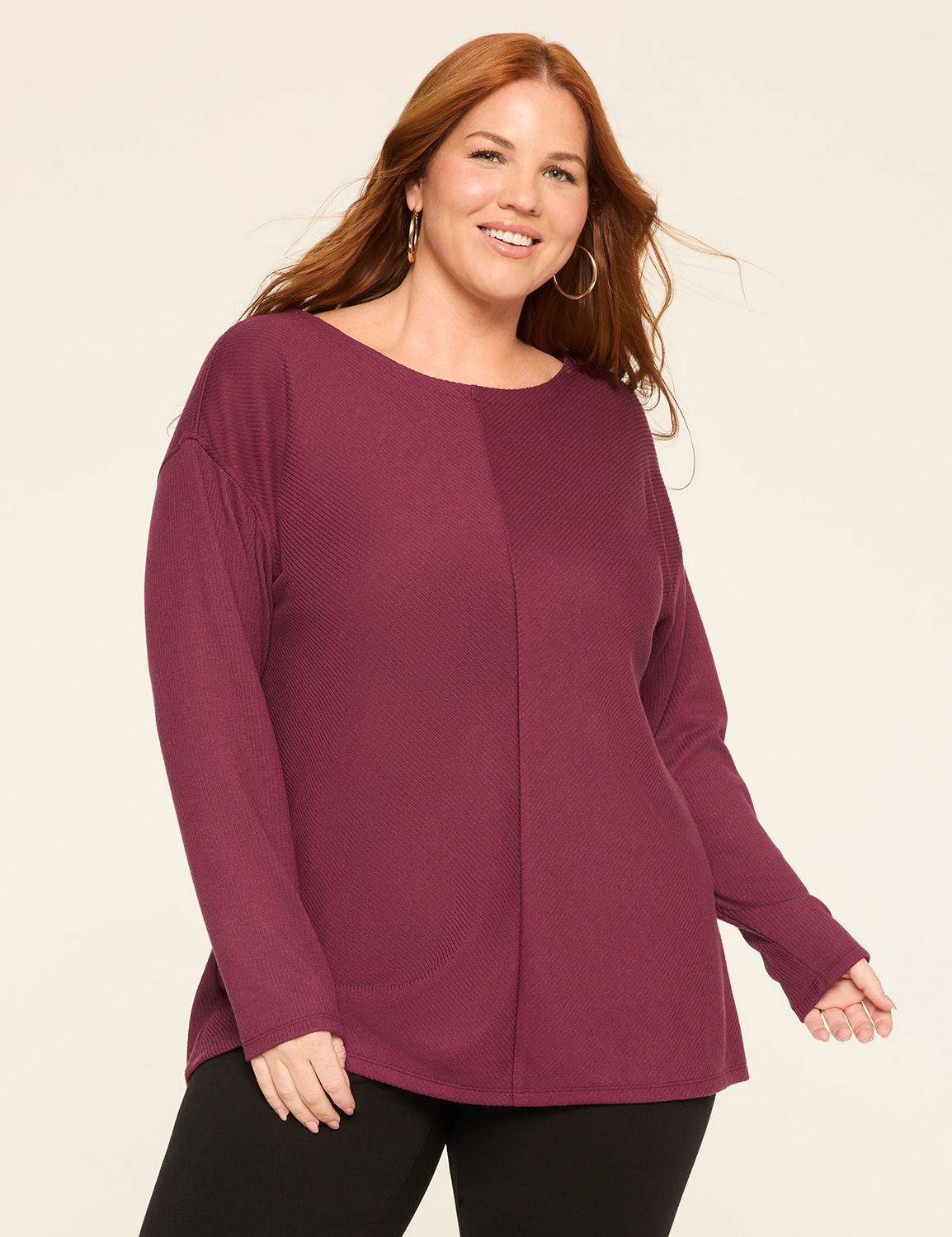 Crew-Neck Drop Shoulder Top
