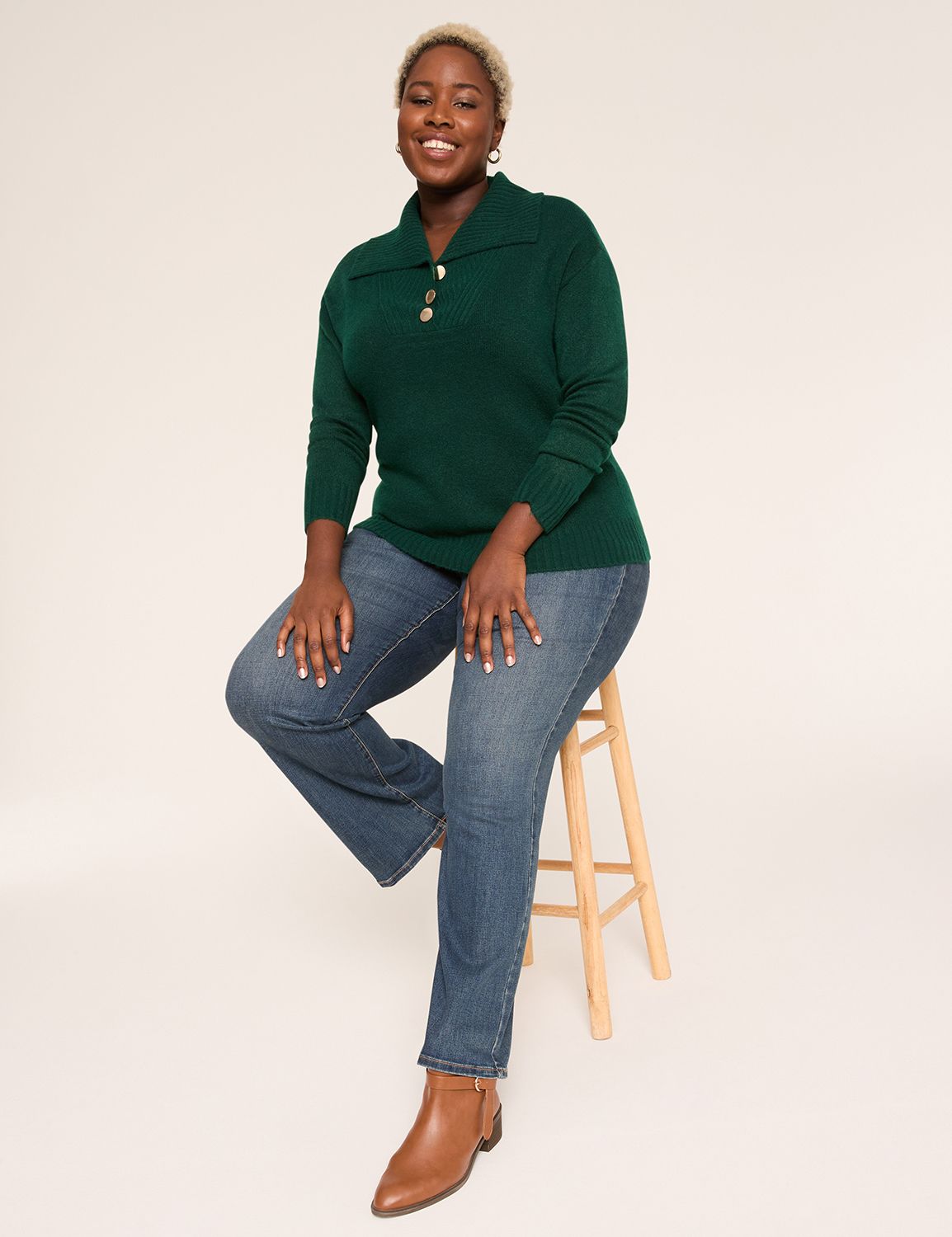 Long Sleeve Buuton Collar Pullover Product Image 3
