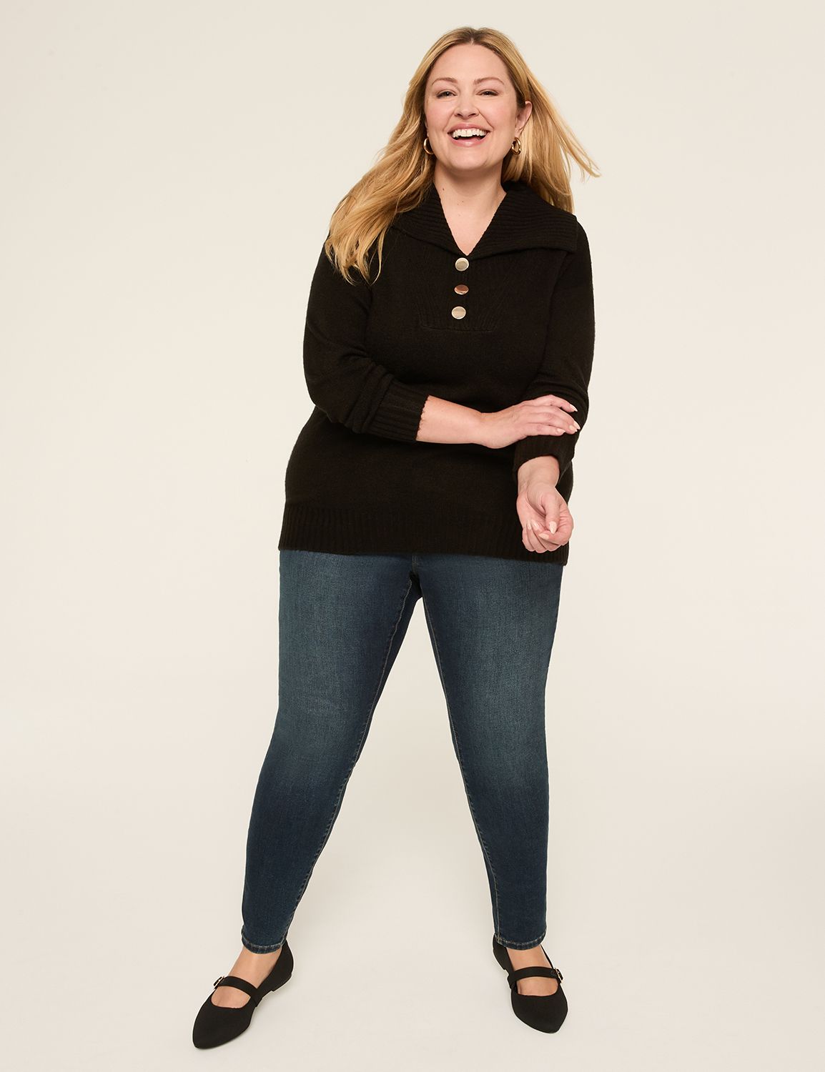 Long Sleeve Buuton Collar Pullover Product Image 3