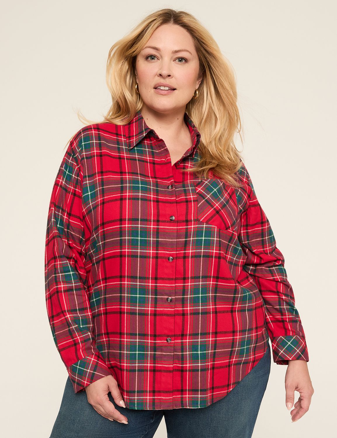 Classic Long Sleeve Button Down Pla Product Image 1
