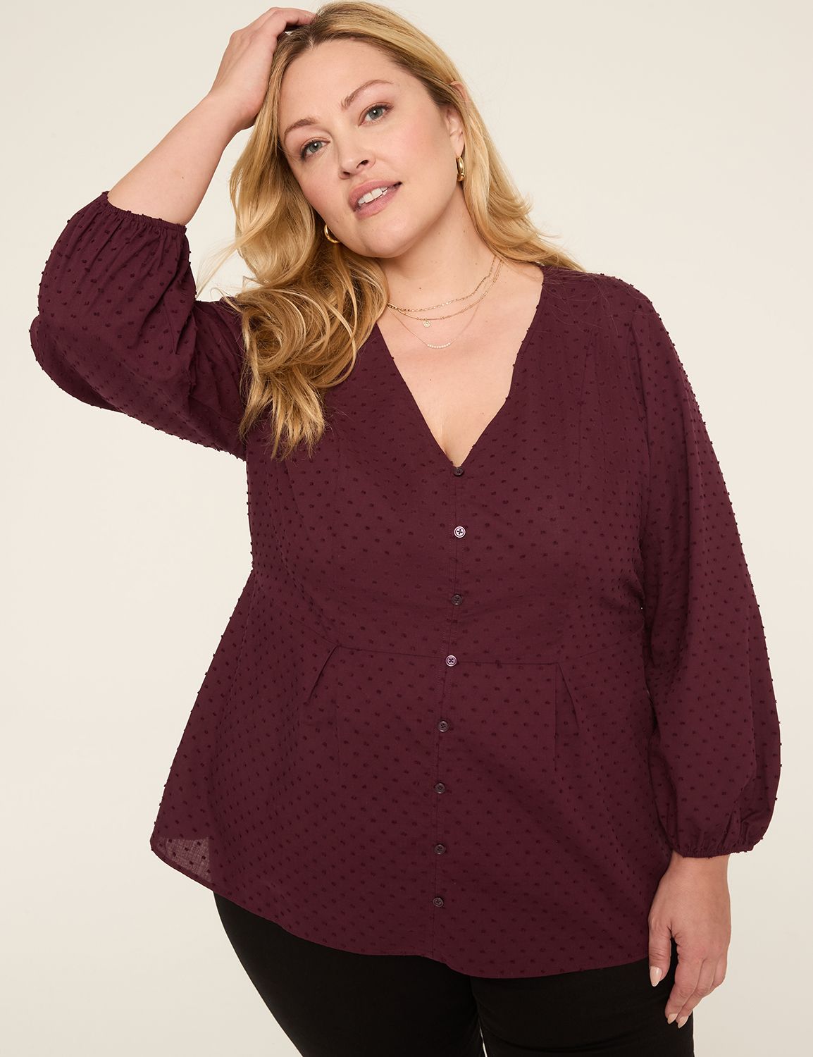 Bracelet-Sleeve Button-Detail Tunic Top