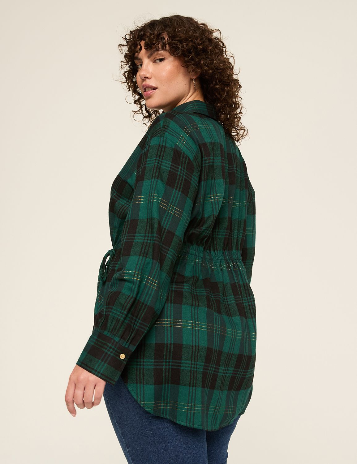 Relaxed Tie-Waist Button-Down Tunic Top