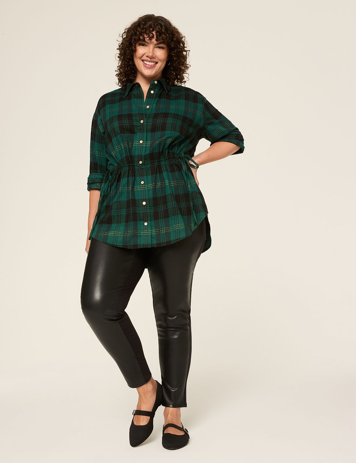 Relaxed Long Sleeve Button Down Wai Product Image 4