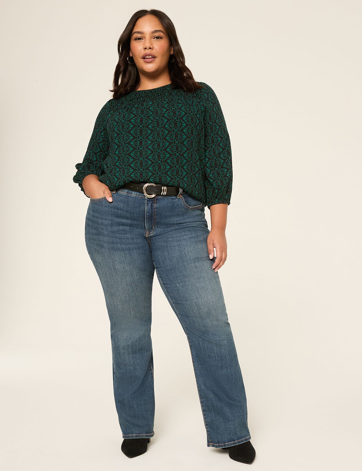Classic 3/4 Sleeve Boatneck Popover | LaneBryant
