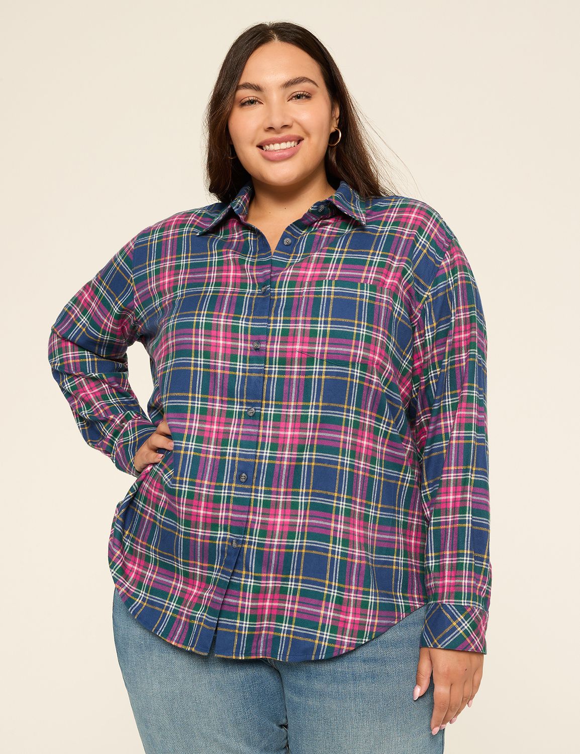 Tinsel Plaid Button Down