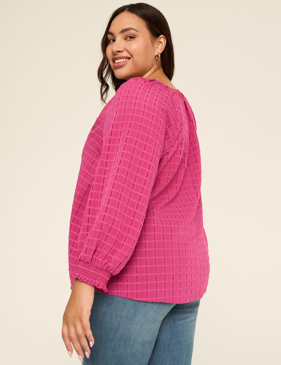 Swing LS Split Neck Popover Blouse Product Image 2