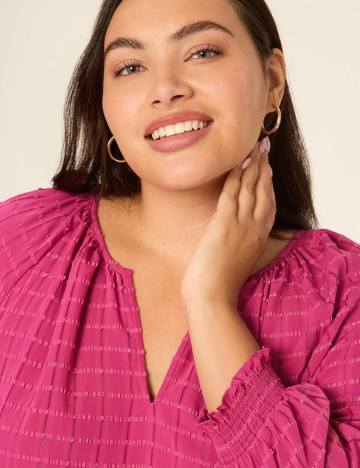 Swing LS Split Neck Popover Blouse Product Image 4