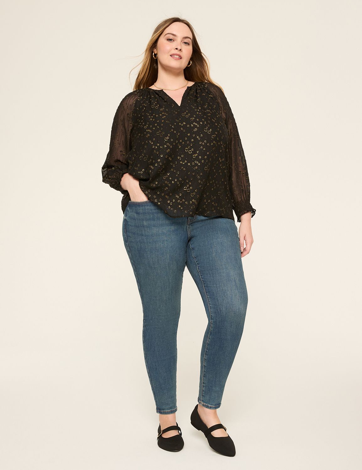 Swing Bracelet Sleeve Split Neck Po Product Image 5