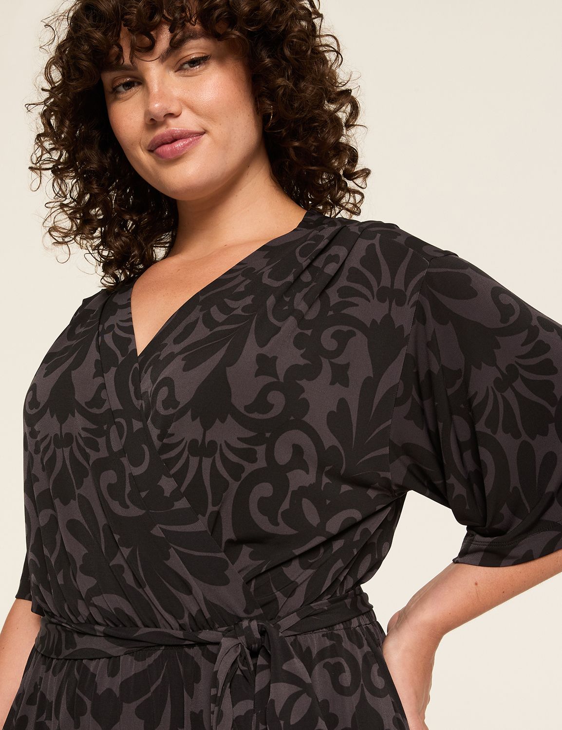 KIMONO SLEEVE FAUX WRAP DRESS 11478 Product Image 3