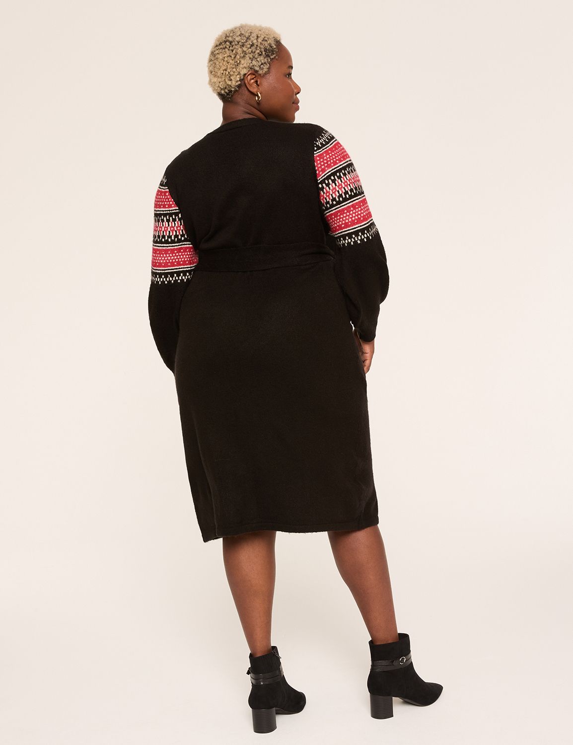 Fair Isle Faux-Wrap Sweater Midi Dress | LaneBryant