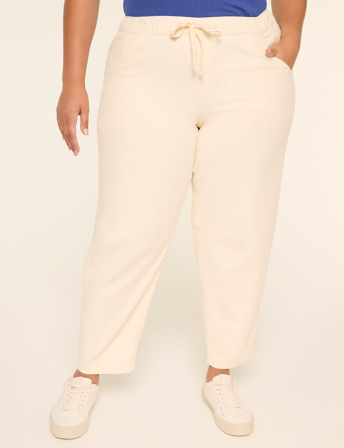 Pull-On Knit Denim Curved Ankle Jean