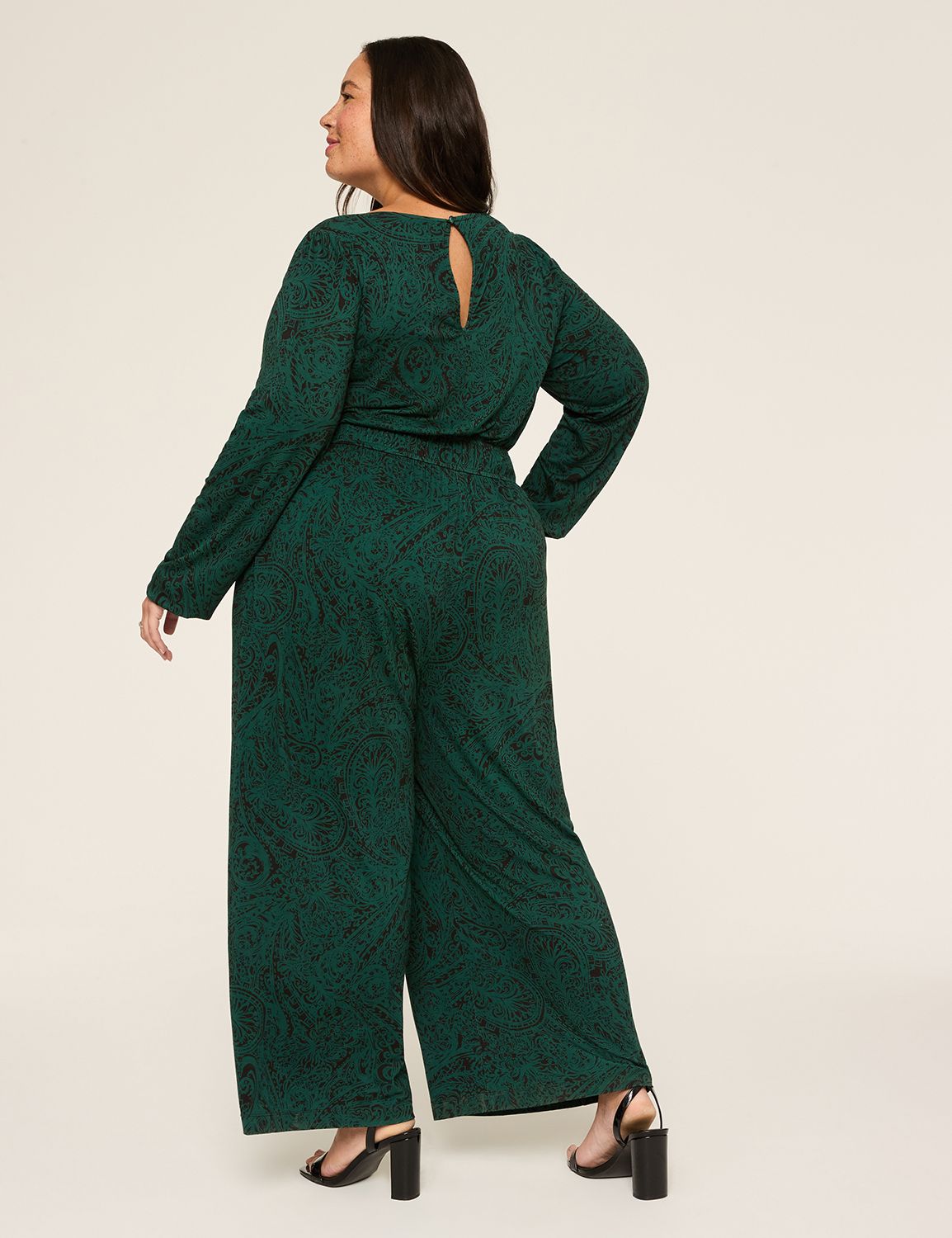 LS VNECK SMOCKED WAIST JUMPSUIT 114 Product Image 2