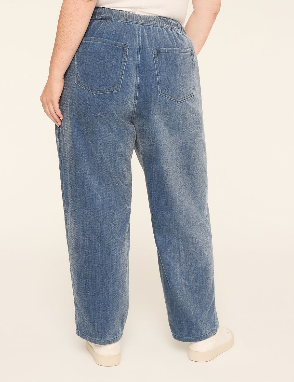 Pull-On Cloud Knit Denim Curved Ankle Jean