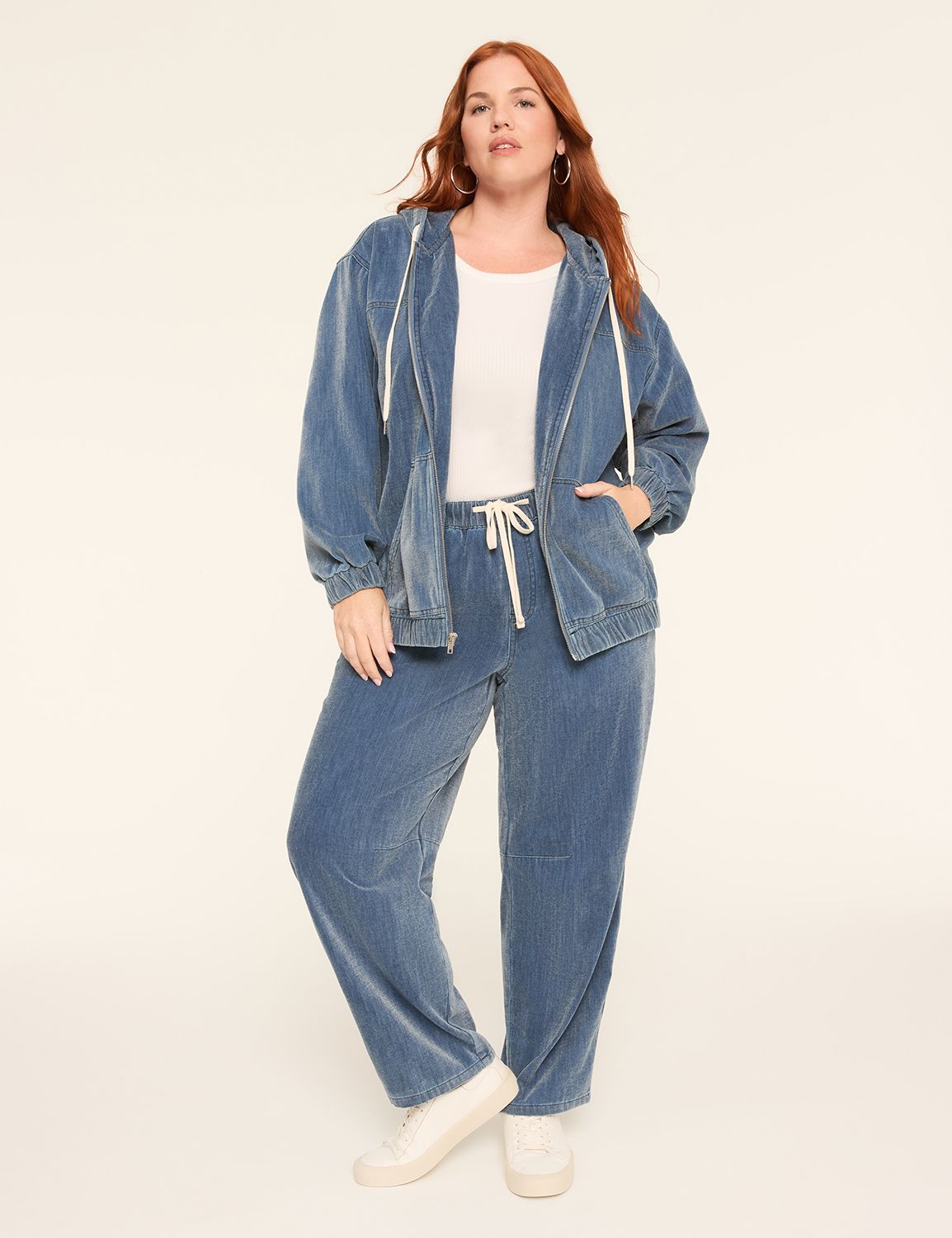 MID RISE PULL ON KNIT DENIM CURVED Product Image 3